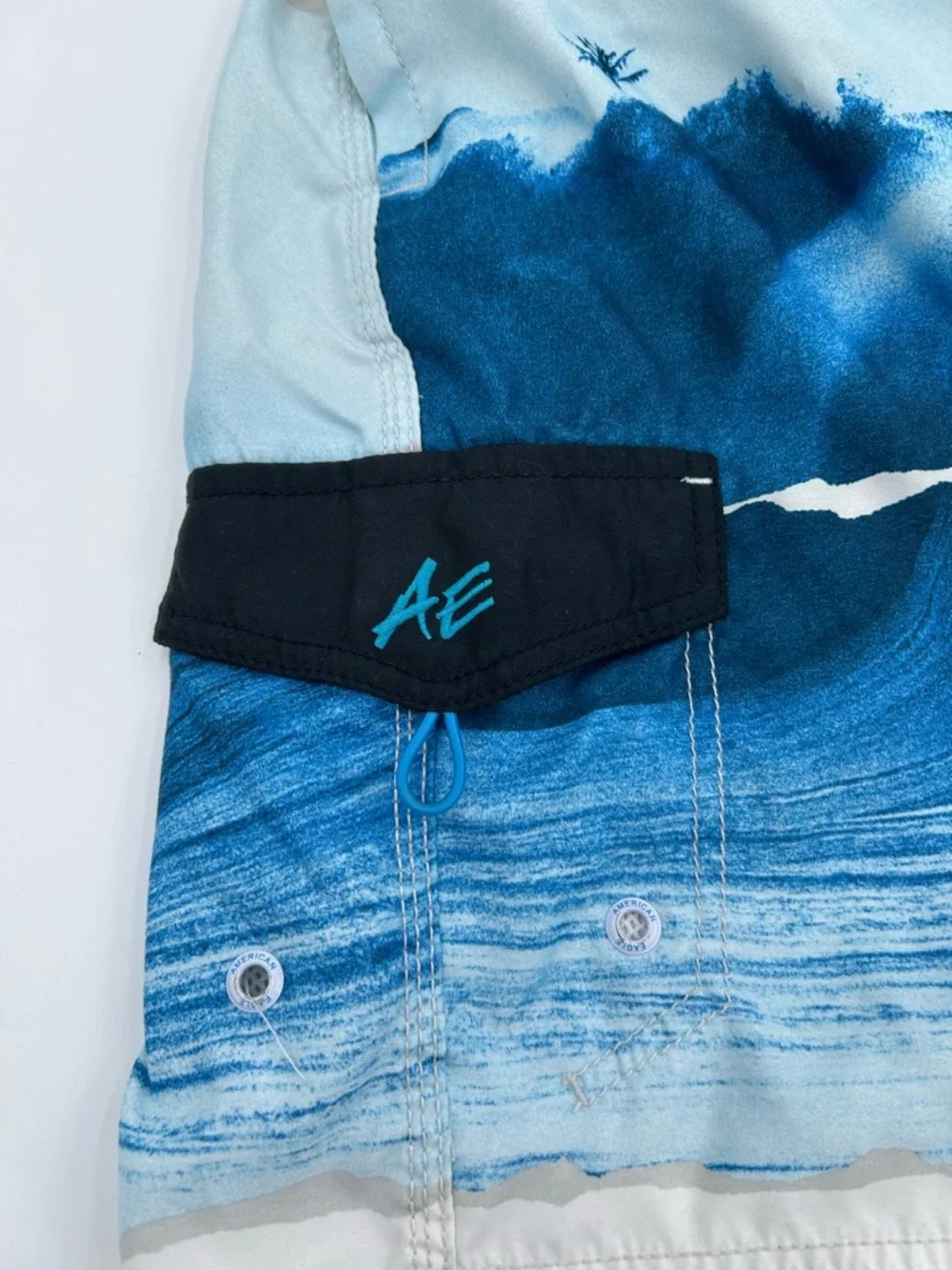 American Eagle Outfitters Blue Wave Print Swim Shorts